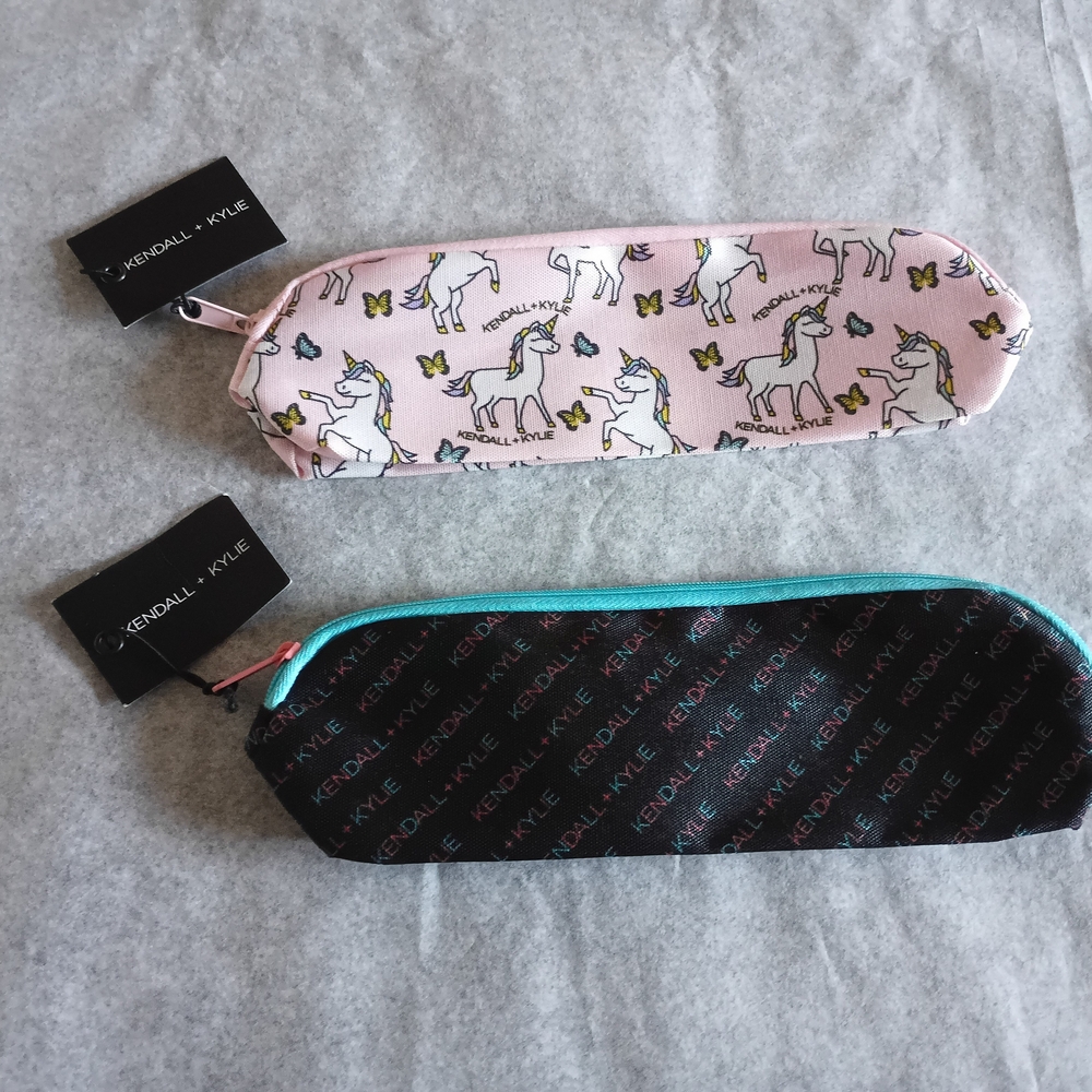 Kendall & Kylie Pink Unicorn and Black Logo Cosmetic Makeup Cases